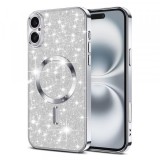 Husa MagSafe pentru Apple iPhone 16 Plus, Techsuit, Luxury Glitter, Argintie