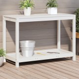 Cumpara ieftin Masă de plantare cu poliță alb 108x50x75 cm, lemn masiv de pin