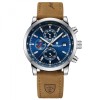 Ceas barbatesc Poedagar Cronograf Analog Quartz Data Piele Maro Albastru