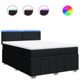 Cumpara ieftin Pat box spring cu saltea, negru, 160x200 cm, textil