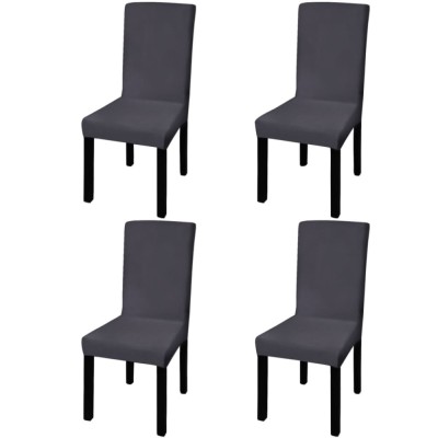 Huse de scaun elastice drepte, 4 buc., antracit foto