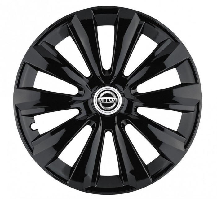 Set 4 Capace Roti Autohelix MSA&reg;, potrivite jantelor de R14, pentru Nissan, model delta negru