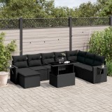 Cumpara ieftin Gossi set mobilier de gradina cu perne, 8 piese, negru, poliratan