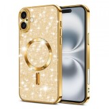 Husa MagSafe pentru Apple iPhone 16 Plus, Techsuit, Luxury Glitter, Aurie