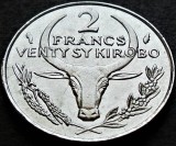 Cumpara ieftin Moneda exotica 2 FRANCI KIROBO- MALAGASY MADAGASCAR, anul 1977 *cod 3845 A = UNC, Africa