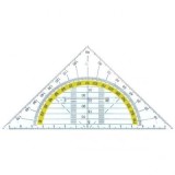 Echer 16 cm, cu raportor 180 grade, plastic transparent, ALCO