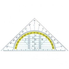 Echer 16 cm, cu raportor 180 grade, plastic transparent, ALCO