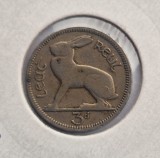 Irlanda 3 Pingine 1943 moneda din nichel km # 12a tiraj mic