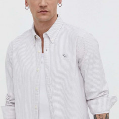 Abercrombie & Fitch camasa barbati, culoarea bej, cu guler button-down, regular