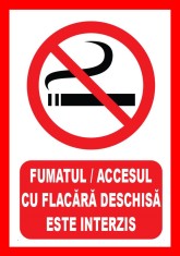 Placuta fumatul si accesul cu flacara deschisa este interzis foto