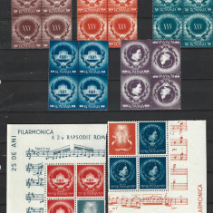 ROMANIA 1946 - 25 ANI FILARMONICA ROMANA, BLOCURI (CC), MNH - LP 193