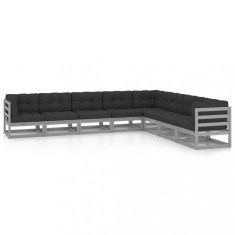 Set mobilier gradina cu perne, 8 piese, lemn masiv de pin foto