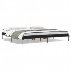 vidaXL Cadru de pat, negru, 200x200 cm, lemn prelucrat și metal
