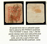 MOLDOVA timbru original Cap de Bour 80 parale pe fragment cu stampila Falticeni, Stampilat