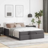vidaXL Cadru de pat cu saltea Gri 140 x 200 cm Piele artificială