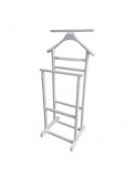 Portmantou suport haine, tip valet, dublu, din lemn masiv, 102 cm, alb