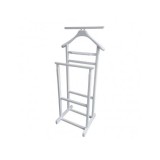Portmantou suport haine, tip valet, dublu, din lemn masiv, 102 cm, alb