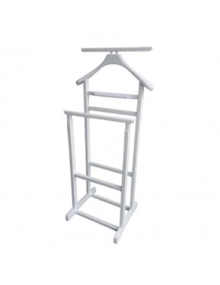Portmantou suport haine, tip valet, dublu, din lemn masiv, 102 cm, alb foto