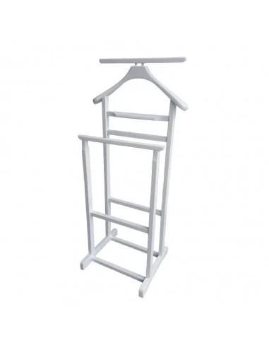 Portmantou suport haine, tip valet, dublu, din lemn masiv, 102 cm, alb