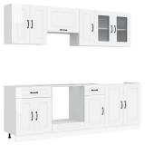 Set dulap de bucatarie 8 piese &bdquo;Kalmar&rdquo; alb lucios Lemn