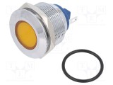 Lampă LED plată galbenă 24VDC 24VAC &Oslash;22mm alamă NINIGI