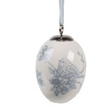 Set 3 oua decorative Paste ceramica alba albastra 6x8 cm