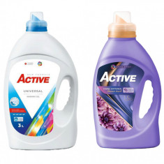 Detergent Universal de rufe lichid Active, 3 litri, 60 spalari + Balsam de rufe Active Summer Touch, 1.5 litri, 60 spalari