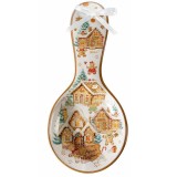 Suport lingura Craciun ceramica multicolora in cutie cadou cm 11,5 x 24,5 H