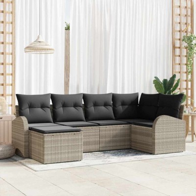 vidaXL Set de canapele pentru grădină 6 pcs Gri deschis Rattan poli 3354781 foto