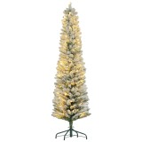 HOMCOM Brad de Crăciun &Icirc;nzăpezit cu 329 de Crengi și Lumini LED Albe, Brad Artificial din Plastic, &Oslash;52x180 cm, Verde | Aosom Romania