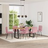 Set 6 Scaune Sufragerie Roz Catifea vidaXL, 45x54x83 cm, Confortabile, Cadru Metal si Lemn, Maxim 110 kg