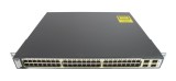 Switch Cisco WS-C3750-48PS-S cu 48 de porturi RJ45 de 100 Mb și 4 porturi SFP de 1 Gb cu PoE, gestionat, cu suporturi pentru montare &icirc;n rack