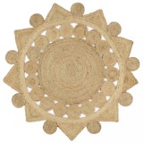 VidaXL Covor manual din iută &icirc;mpletită, 120 cm