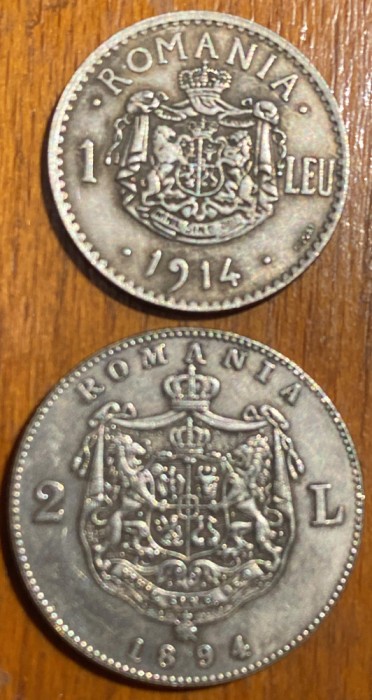CAROL I ,LOT REPLICI 1 LEU 1914 si 2 LEI 1894/ MONEDELE DIN IMAGINI