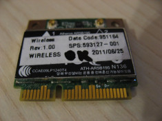 Placa wireless laptop HP ProBook 4430s, Atheros AR5B195, 593127-001, 592775-001 foto