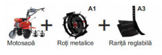 Pachet Motosapa pe benzina MS 7-80-F3 + roti metalice + rarita reglabila,... foto