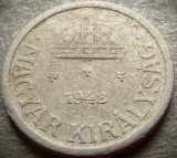 Cumpara ieftin Moneda istorica 2 FILLERI / FILLER - UNGARIA, anul 1943 * cod 5384, Europa, Zinc