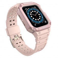 Husa si curea Armored Strap Band compatibila cu Apple Watch 4/5/6/7/8/SE 38/40/41mm Pink foto