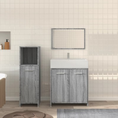 vidaXL Set mobilier de baie, 3 piese, gri sonoma, lemn prelucrat 3154407 foto