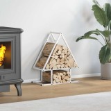 VidaXL Suport pentru lemne de foc alb 50x25x60 cm Oțel laminat la rece