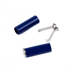 Set 2 capete metalice cu sigurante pentru snur Crisalida, 5 mm, Albastru