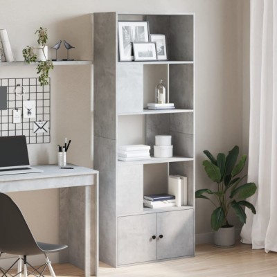 Gossi biblioteca, gri beton, 70x36x189 cm, lemn compozit foto