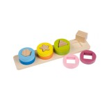 Puzzle educativ din lemn natural, Jumbo Baby, 13 piese puternic colorate, Multicolor