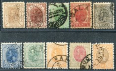 1900 , Lp 53 , Carol I , Spic de grau , filigran stema mare - serie stampilata