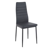 Scaun bucatarie / living fix Ann, tapitat, otel + PVC, negru + negru