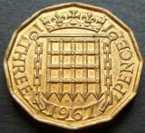 Moneda 3 (Three) PENCE - MAREA BRITANIE / ANGLIA, anul 1967 *cod 2944 B = UNC