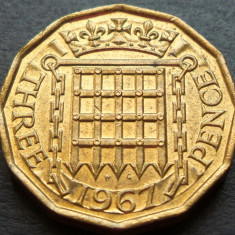 Moneda 3 (Three) PENCE - MAREA BRITANIE / ANGLIA, anul 1967 *cod 2944 B = UNC