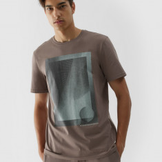Tricou regular cu imprimeu pentru bărbați - maro