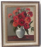 Ulei pe p&acirc;nză o lucrare veche semnata, Flori, Realism