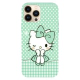 Husa compatibila cu Apple iPhone 15 Pro Max, Viceversa, model Green lady hello kitty , Silicon, TPU, Transparent, Carcasa